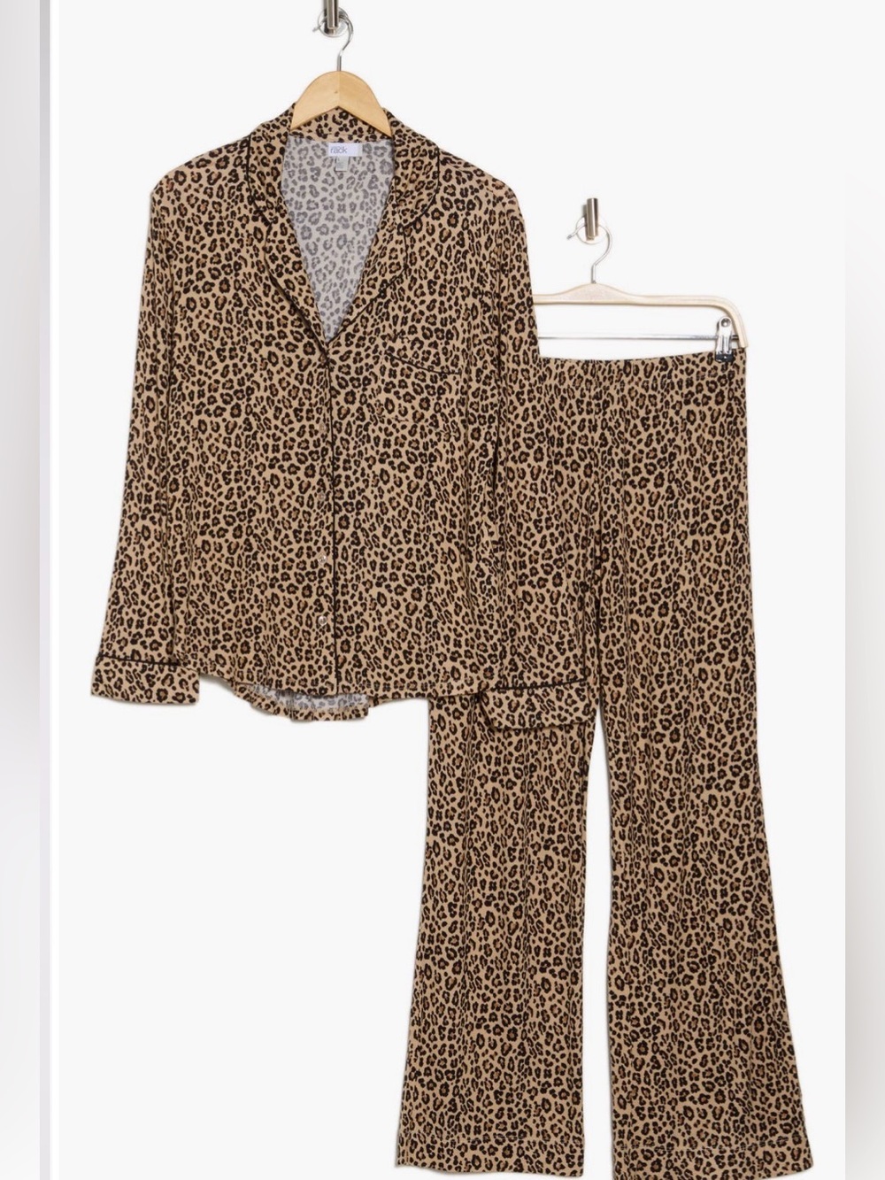 Nordstrom Rack Leopard Print Pajama Set M Button Down Pants
